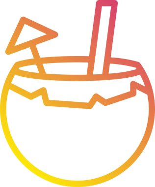 Hindistan cevizi kokteyli düz simgesi, vektör illüstrasyonu