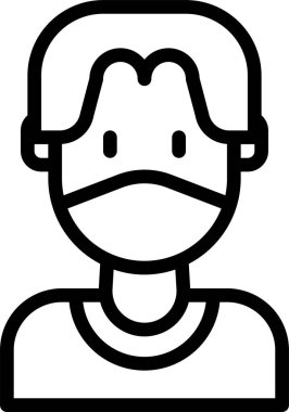 Modern tasarım minimalist vektör simgesi, tıbbi maskeli kişi