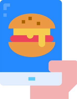 Hamburger yemek ikonu. Çevrimiçi gıda siparişi kavramı