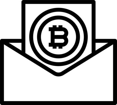 Minimalist vektör simgesi, zarf içinde bitcoin