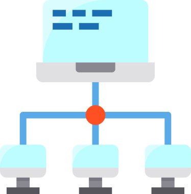 İletişim ağı bilgisayarının minimalist vektör simgesi