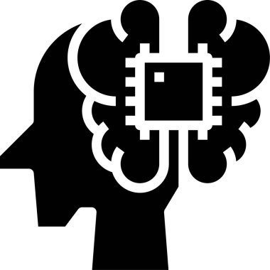 modern tasarım minimalist vektör simgesi, beyin ve çipli kafa