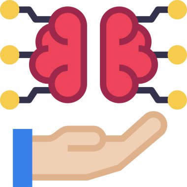 İnsan beyni ve el çizimi vektör çizimi