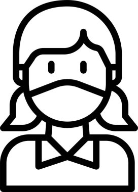 Tıbbi maske takan kadının vektör çizimi 