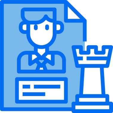 Kişinin dosyası ve satranç figürünün minimalist vektör simgesi