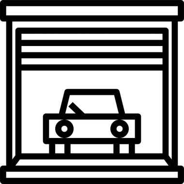 Garaj vektör simgesindeki araba 