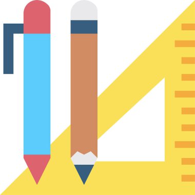 Kalemler ve cetvel vektör çizimi 