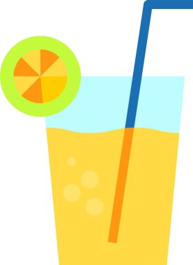 Meyve suyu, limon dilimi ve kokteyl tüplü cam ikonu