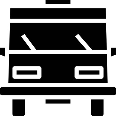 beyaz arkaplanda izole edilmiş bus simgesi ve vektör illüstrasyonu  