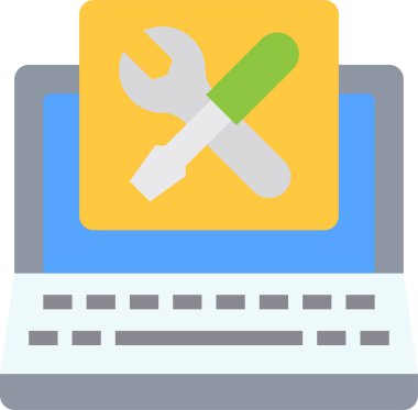 Basit modern dizüstü bilgisayar simgesi, vektör illüstrasyonu