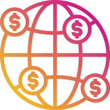 küresel finansal vektör simgeleri. Bu düz raster sembolü pembe renk kullanır.