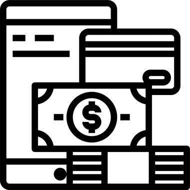 Para kartıyla akıllı telefonun vektör illüstrasyonu