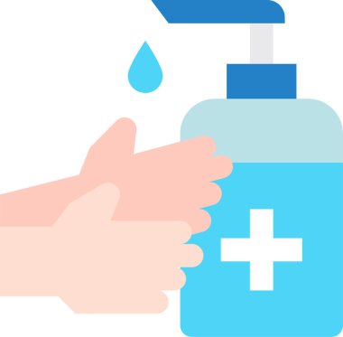 El yıkama, virüs koruma simgesi, beyaz arkaplanda izole edilmiş vektör illüstrasyonu 