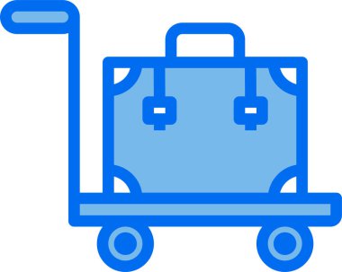 bagaj, otel simgesi, vektör illüstrasyonu beyaz arkaplanda izole edildi  