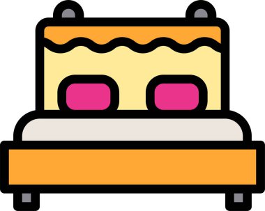 Yatak odası vektör illüstrasyonunda yatak