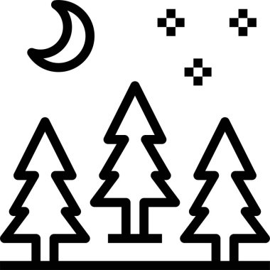 Ağaçlı ve aylı ormanın vektör çizimi