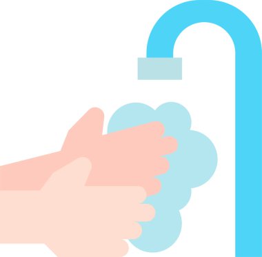 El yıkama, virüs koruma simgesi, beyaz arkaplanda izole edilmiş vektör illüstrasyonu 