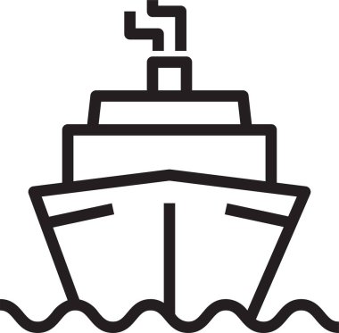 Gemi simgesi, vektör illüstrasyonu beyaz arkaplanda izole edildi  