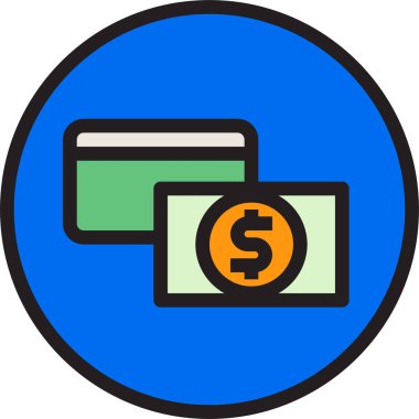 Kredi kartı ve paranın minimalist vektör simgesi 