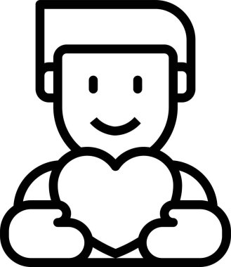 Kalp tutan çocuğun vektör illüstrasyon simgesi