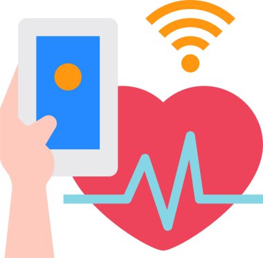 Kalp atış hızı ve akıllı telefonun vektör çizimi