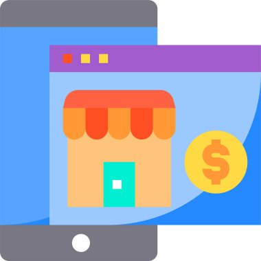 Alışveriş ve ticaret düz vektör simgesi