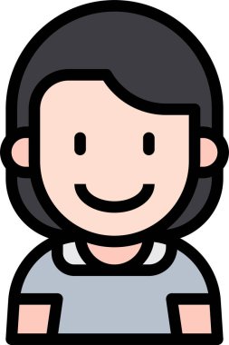 Mutlu ve gülümseyen bir kadın, vektör çizimi 