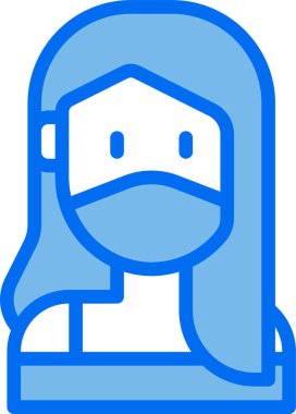 Tıbbi maske takan kadının vektör çizimi 