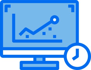 finansal rapor vektör simgesi. stil koyu gri arkaplanda düz bicolor mavi ve beyaz semboldür.