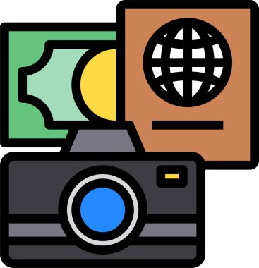 Basit kamera simgesi, vektör illüstrasyonu