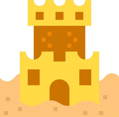 Şatolu bina, vektör illüstrasyonu