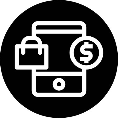 Mobil alışveriş simgesi vektör illüstrasyonu