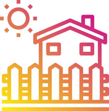 Güneş ve ev simgesinin vektör illüstrasyonu