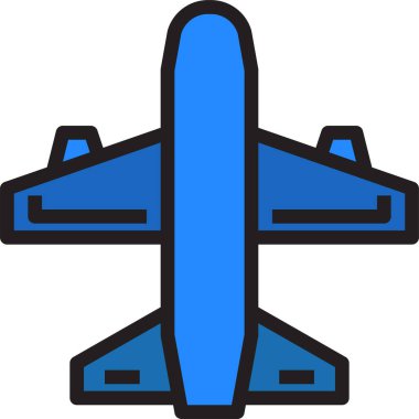 Beyaz arkaplanda izole edilmiş düzlem simgesi ve vektör illüstrasyonu 