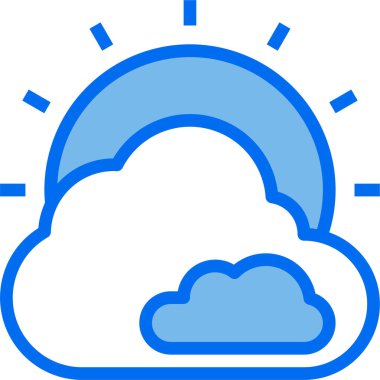 Web tasarımı ve uygulamaları için güneş ve bulut vektör simgesi 