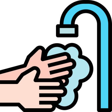 El yıkama, virüs koruma simgesi, beyaz arkaplanda izole edilmiş vektör illüstrasyonu 