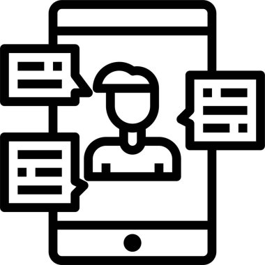 Sohbet baloncuklu akıllı telefon, vektör illüstrasyonu 