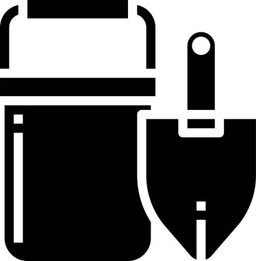 Kürek düz simgesi olan kova, vektör illüstrasyonu