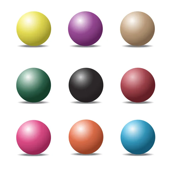 Conjunto de bolas de colores brillantes esferas en blanco. Ilustración del vector — Archivo Imágenes Vectoriales