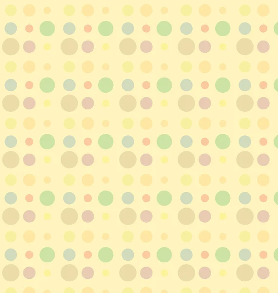 Farbpunkt nahtloses Rapportmuster auf gelbem Hintergrund — Stockvektor