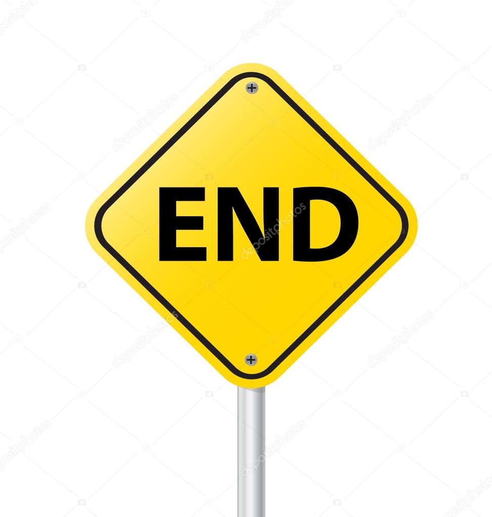 END warning sign isolated on white vector illustration
