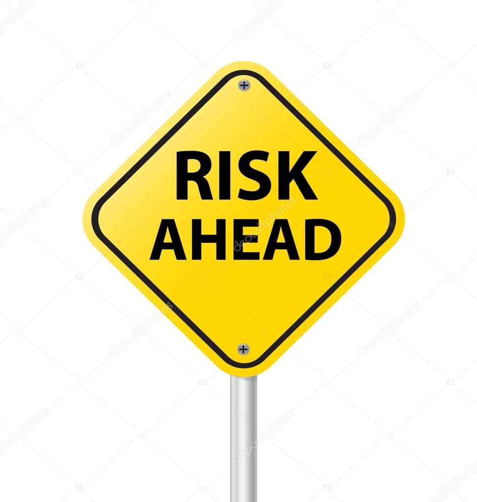 yellow road sign as a warning of risk ahead vector illustration