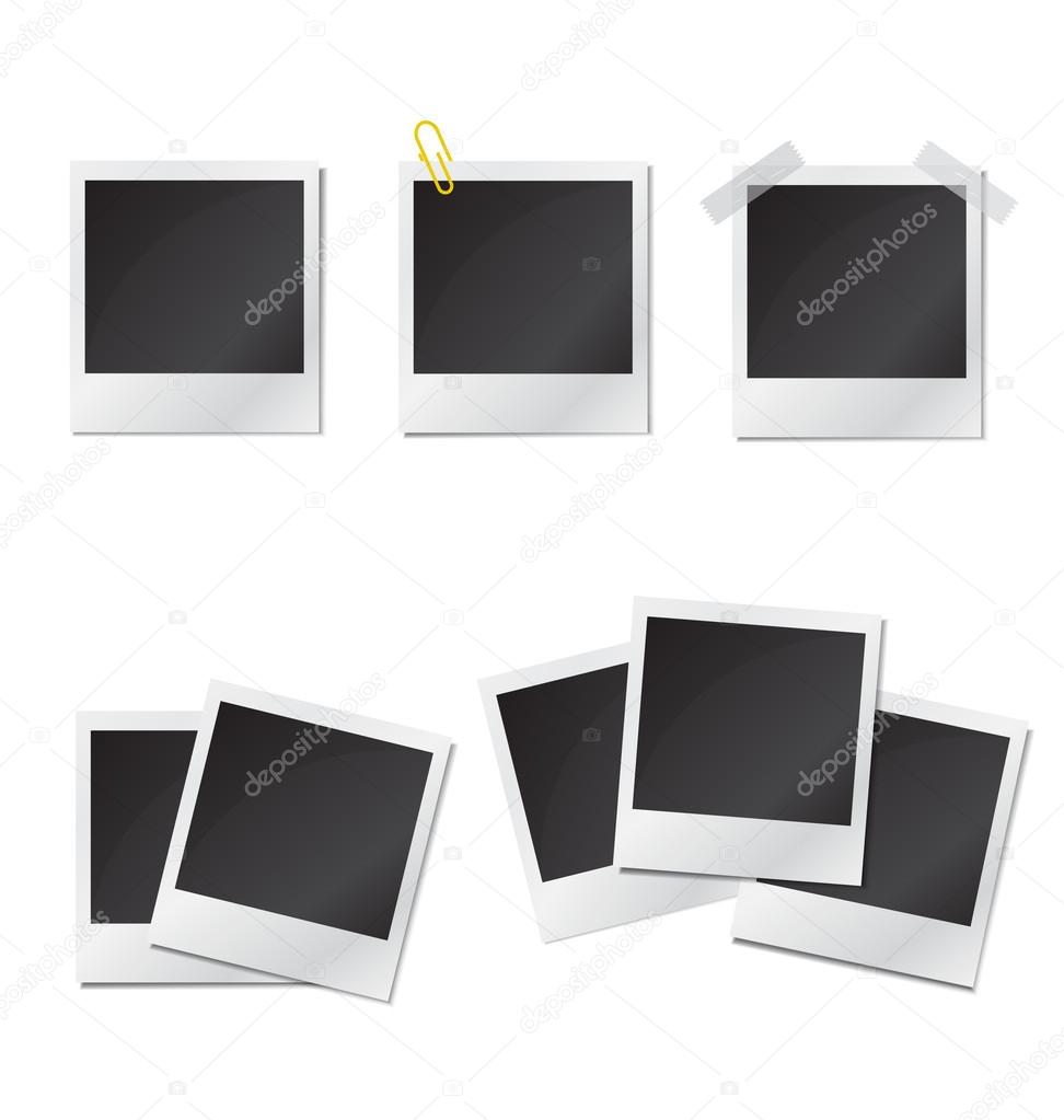 Set Polaroid photo frames on white background.Vector.