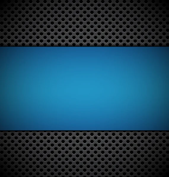 茶色のグリル テクスチャ背景 ve 設計のため空白青いプレート — ストックベクタ