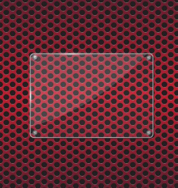 Glass plate on red aluminum Technology background with black cir clipart