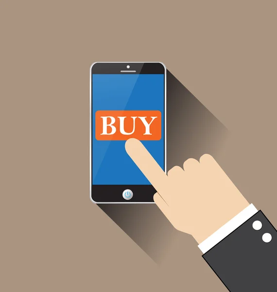 El dokunmak akıllı telefon ile satın al düğmesini vektör çizim
