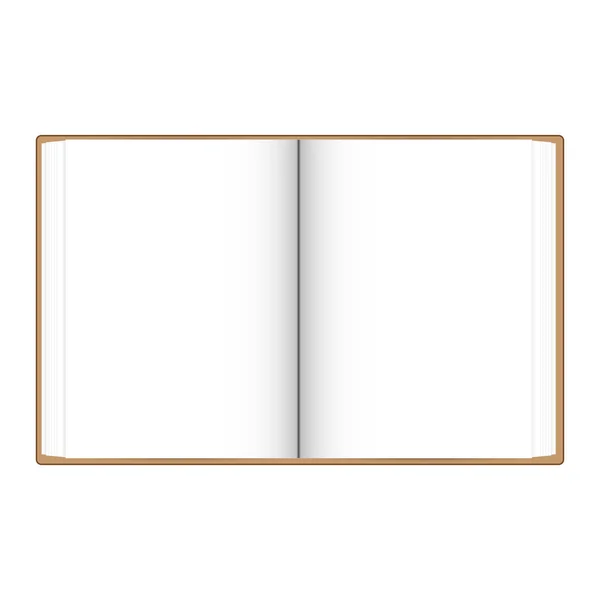 Kapak açık kitap beyaz sayfaları kahverengi kitap ile vektör çizim