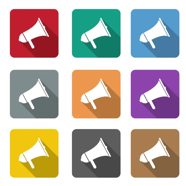 Megaphone flat icon set. vector flat color speaker or sound icon — Stock Vector