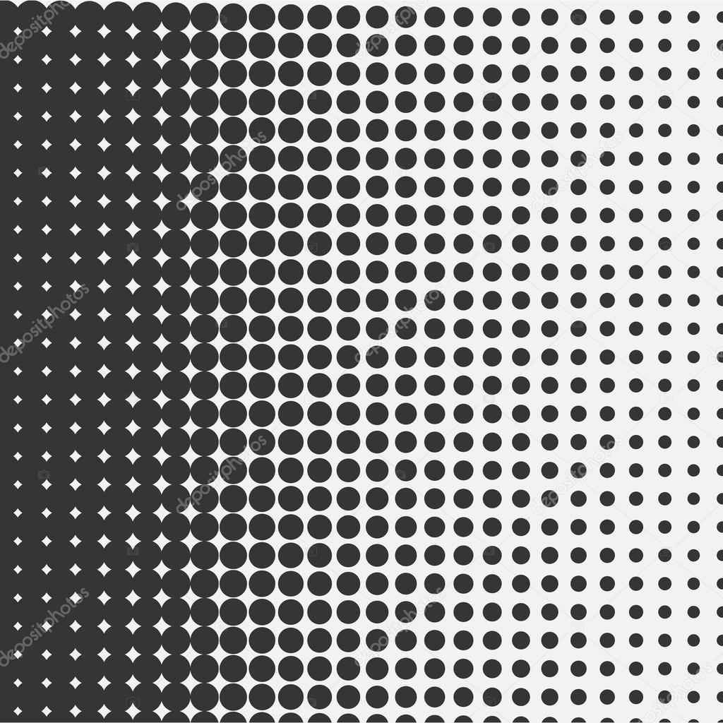 Vector halftone dots. Black dots on white background. 