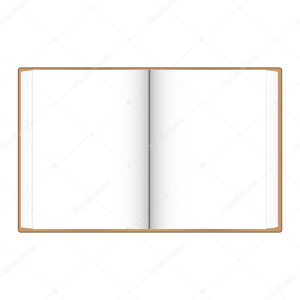 Open book white pages with Brown book cover vector illustration
